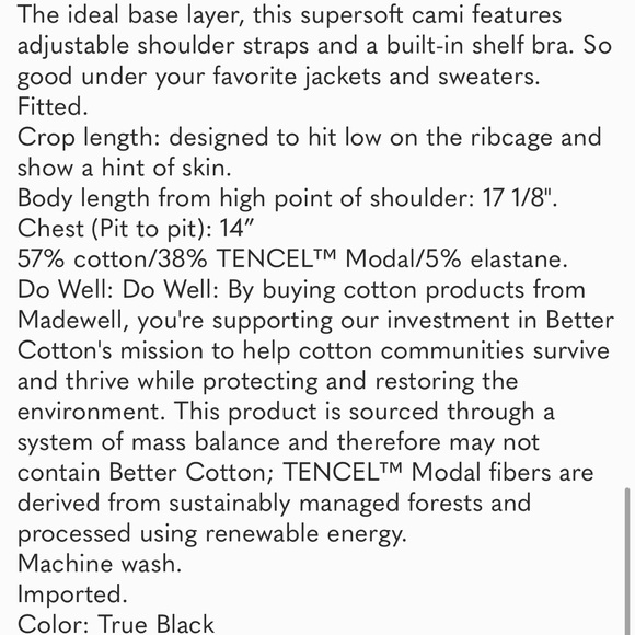 Madewell Scoopneck Cami Tank with Shelf Bra NWT - Picture 11 of 11